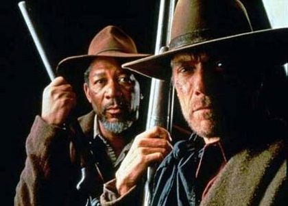 Morgan Freeman e Clint Eastwood in Gli Spietati