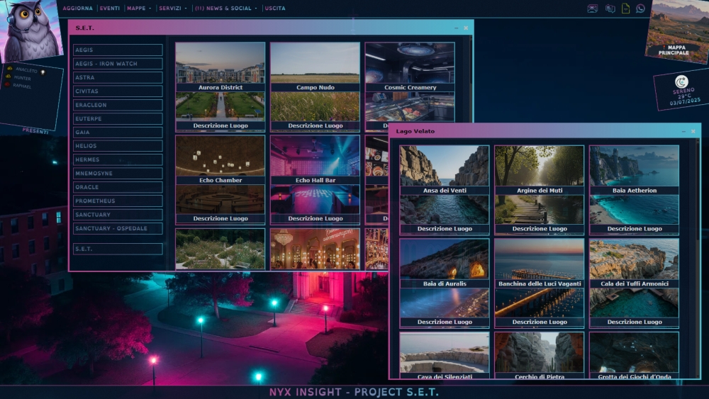 Nyx Insight  Project S.E.T. Gioco di Ruolo