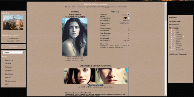 Terre di Albione - Scheda Personaggio