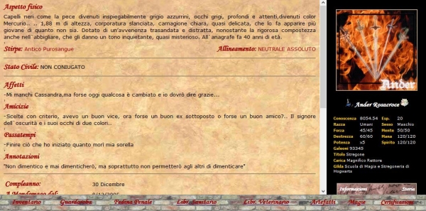 MondoMago - Scheda del Personaggio