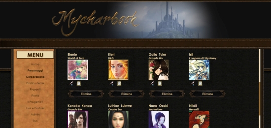 MyCharBook Lista Personaggi