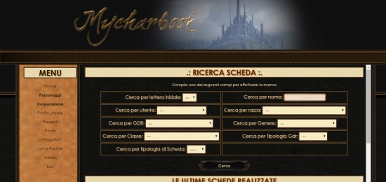MyCharBook Ricerca Scheda Personaggio