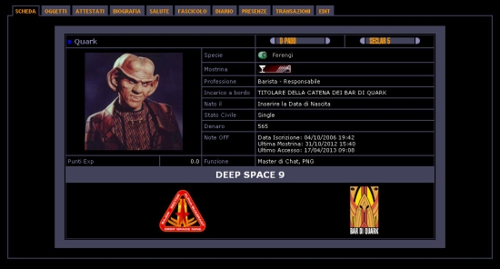 Star Trek LCARS Scheda PG